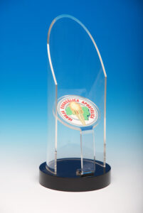 Troféu em acrílico personalizado — modelo 35 | Falcão Brindes